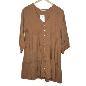 Millibon Golden Mustard Tier Ruffled Dress